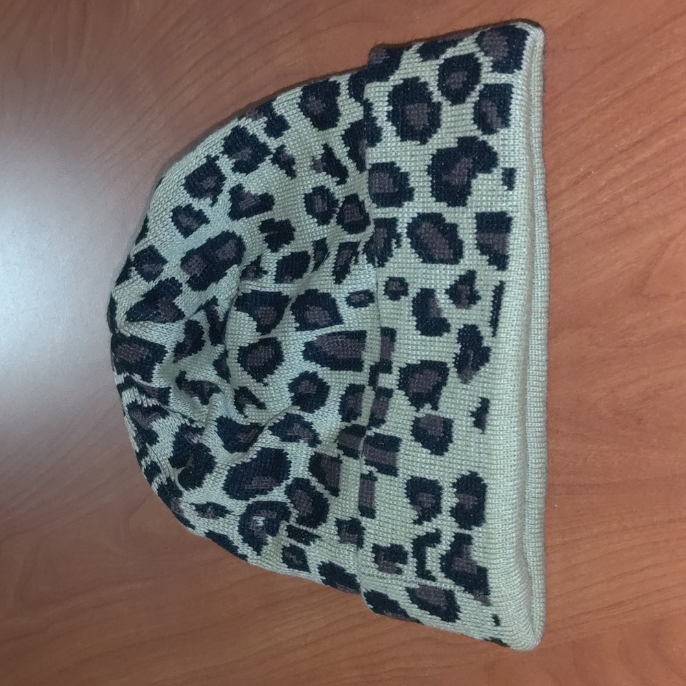 Panache Leopard Print Stitched Patch Knit Beanie - image 4